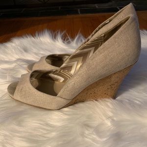 Size 8 Fergalicious cream wedges worn twice